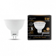 Лампа Gauss MR16 12V 5W 500lm 3000K GU5.3 LED 1/10/100